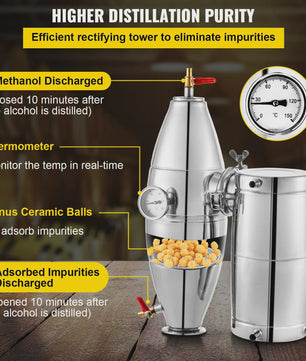 RVS Alcohol Distilleerder 20L-70L - Brouwen, Wijn & Moonshine Kit