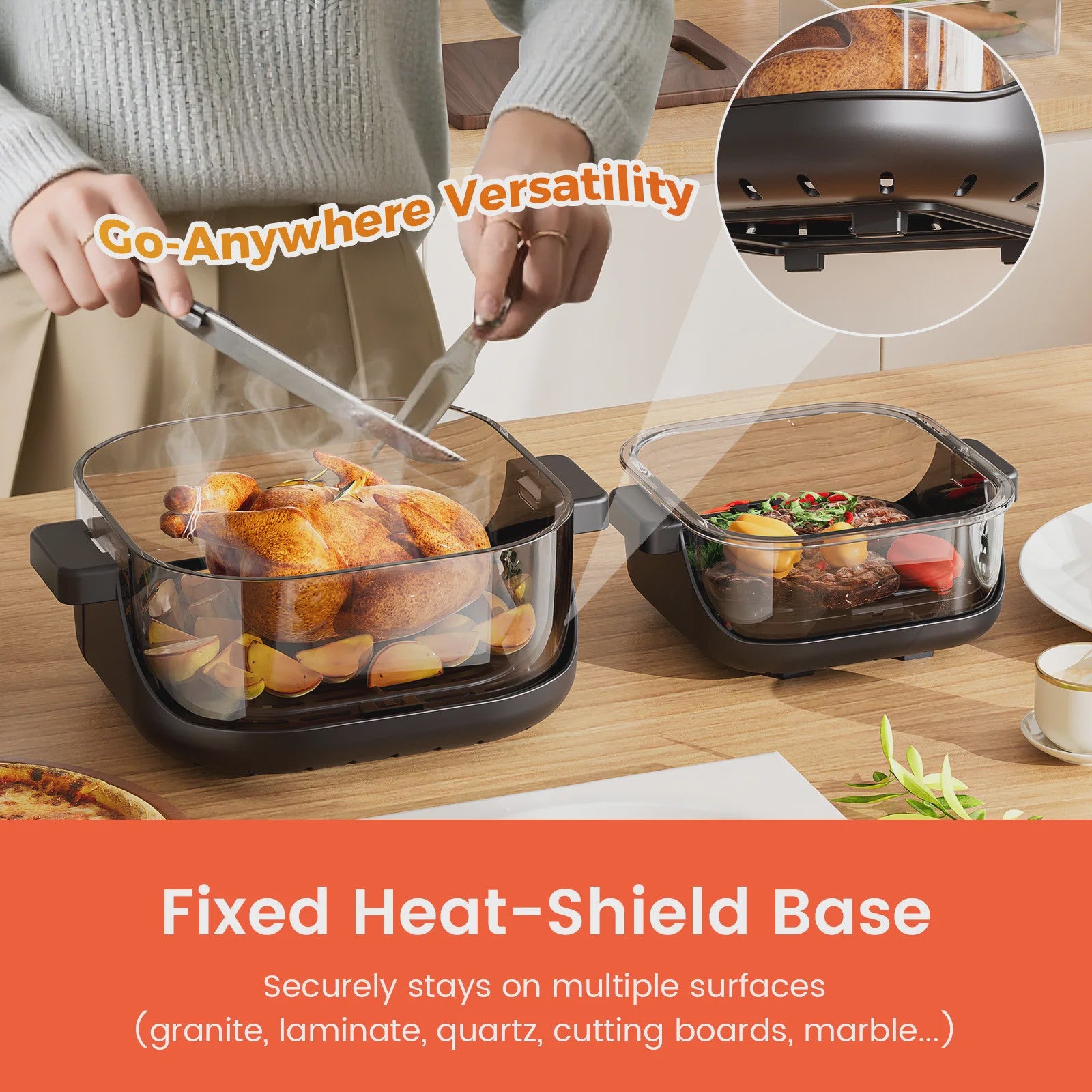 GTPLAYER Airfryer 4L met Glazen Venster - Multifunctioneel en Compact