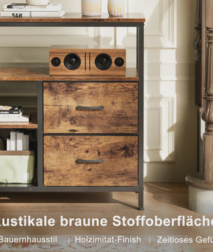 Industrieel TV-meubel 108cm met 4 Stoffen Lades en RGB LED-verlichting