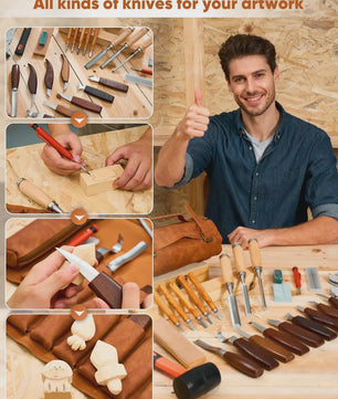 Compleet Houtsnijgereedschap Set (25 Delig) - Ideaal voor Beginners en Hobbyisten
