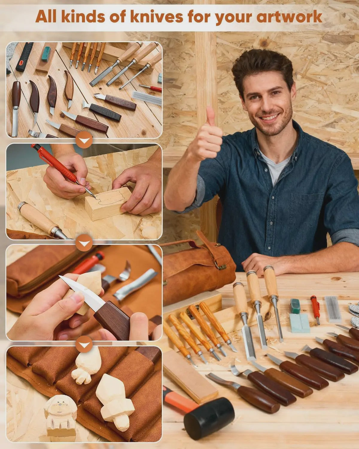 Compleet Houtsnijgereedschap Set (25 Delig) - Ideaal voor Beginners en Hobbyisten