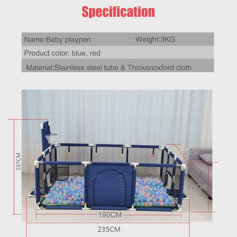 IMBABY Baby Speelpen - Veilig Buitenspeelpark met Basketbal & Ballenbad Functie