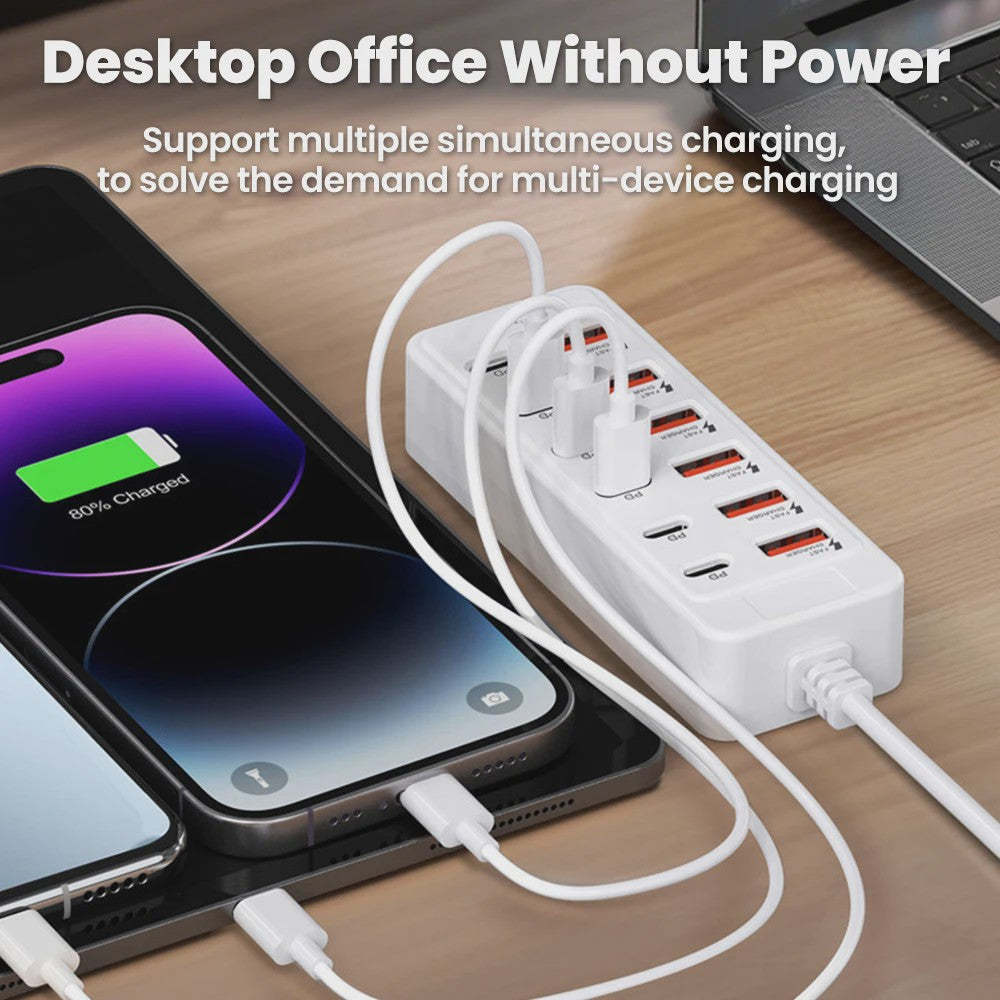 12-in-1 USB Laadstation met 6x USB-C PD en 6x USB-A | Snellader voor Desktop & Wand