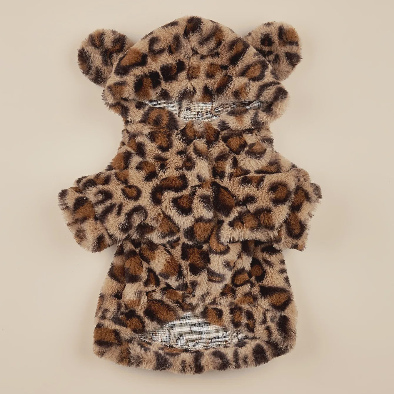 Pluche Honden Hoodie met Luipaardprint en Oren - Comfortabele Kleding voor Kleine en Middelgrote Honden