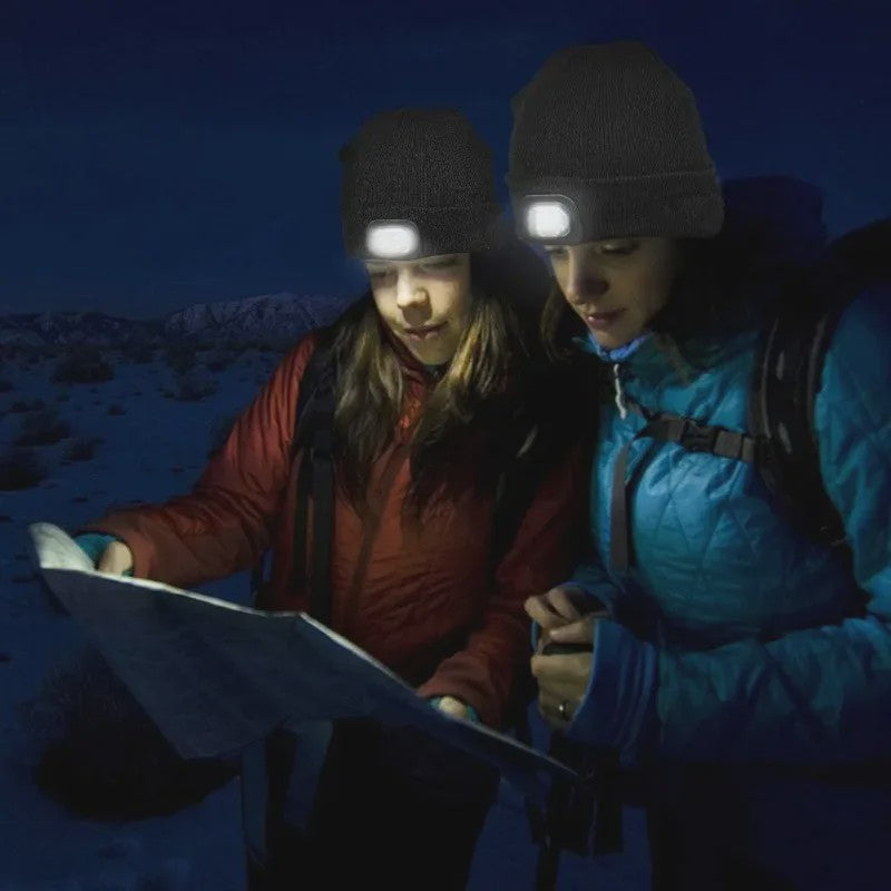 LED Muts met Ingebouwde Verlichting - USB Oplaadbaar, Warm & Unisex voor Nachtelijke Activiteiten