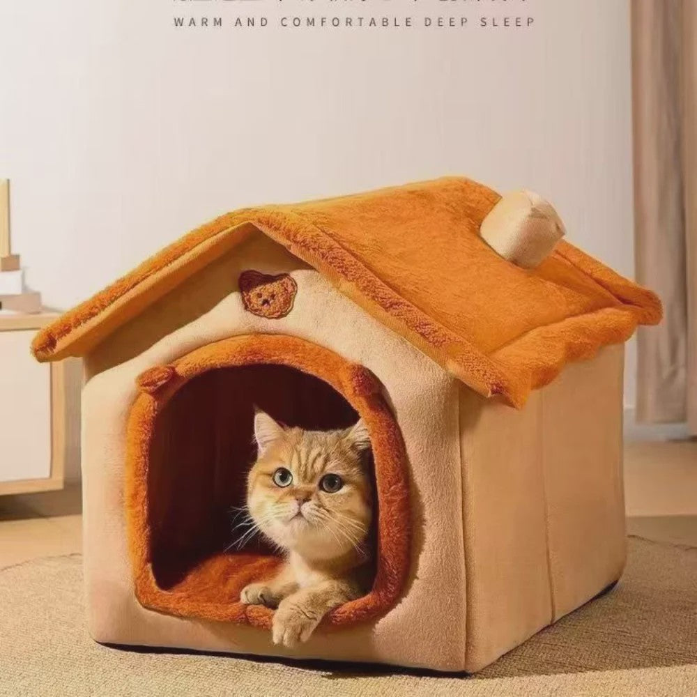 Knus Hondenhuisje & Kattenhuisje - Wasbaar & Verwijderbaar - Zacht Pluche voor Alle Seizoenen