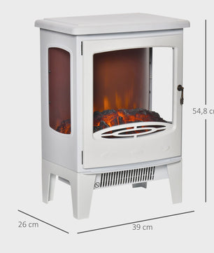 Elektrische Sfeerhaard Neo-Retro Stijl - Wit, 900W met Verstelbare LED Vlammen