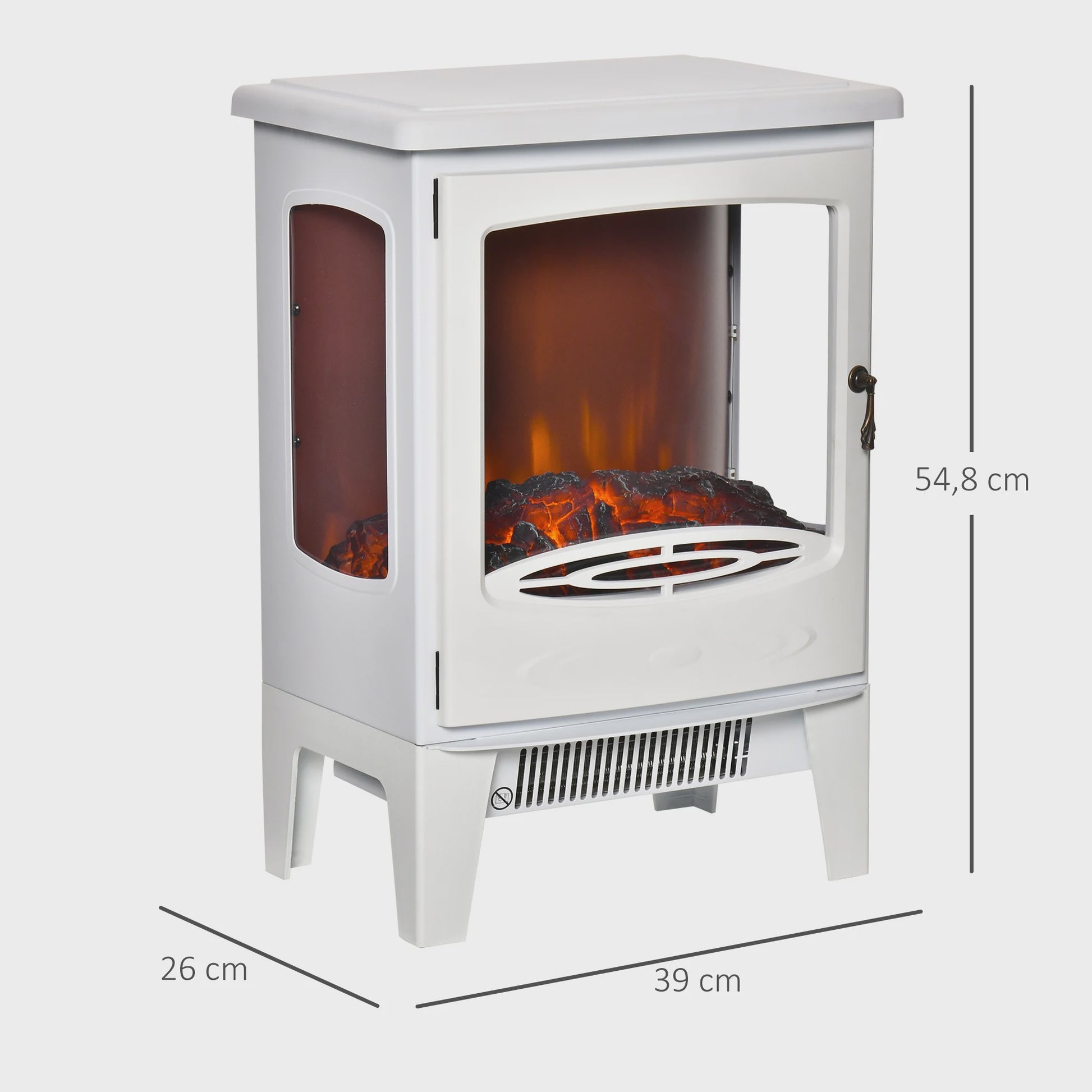 Elektrische Sfeerhaard Neo-Retro Stijl - Wit, 900W met Verstelbare LED Vlammen