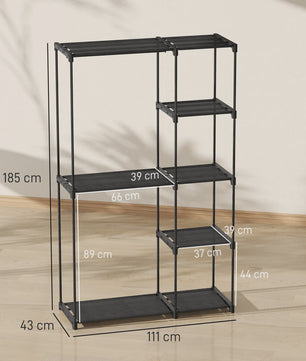 HOMCOM Stoffen Kledingkast met Hangroede en Planken - Zwart, 111x43x185 cm