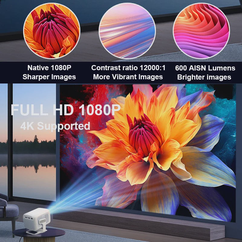 HUAWEISHI X3 Plus 4K Projector: Draagbaar, Android 11, 600 ANSI Lumen, Auto Focus