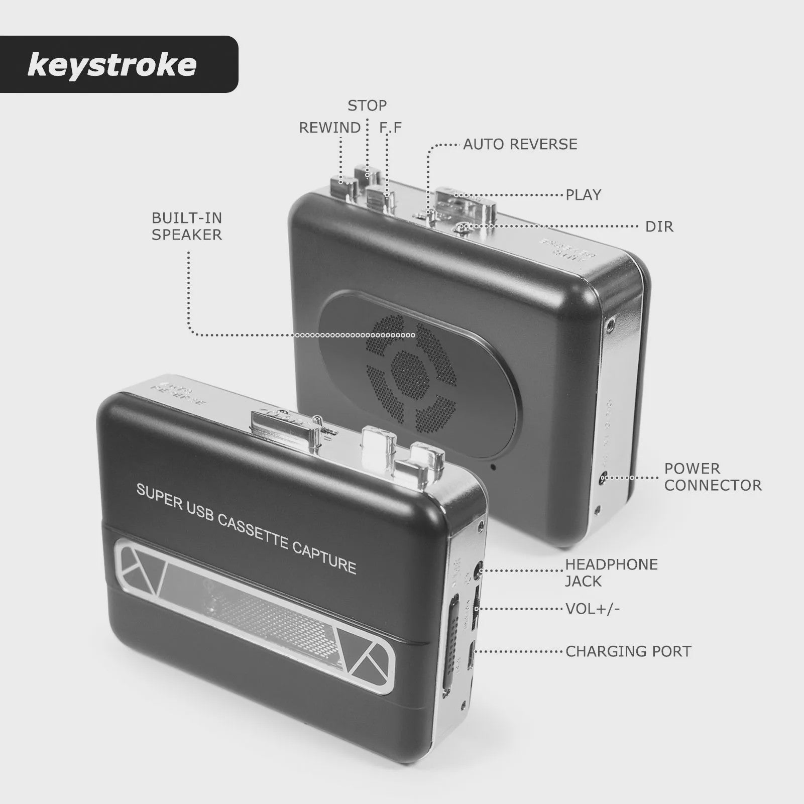 Draagbare Cassette Speler met Ingebouwde Speaker: Converteer Cassettes naar MP3