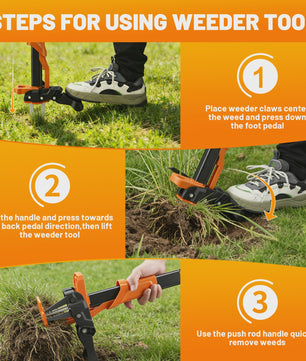 Weed Cutter With Hand Fork Weed Remover Device, Weeder With Long Handle And Stainless Steel Claws, Ideal For Garden And Lawn