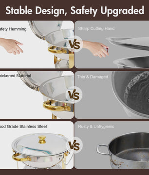 Chafing Dish Buffet Set RVS met Gouden Accent - 2 of 4 Stuks