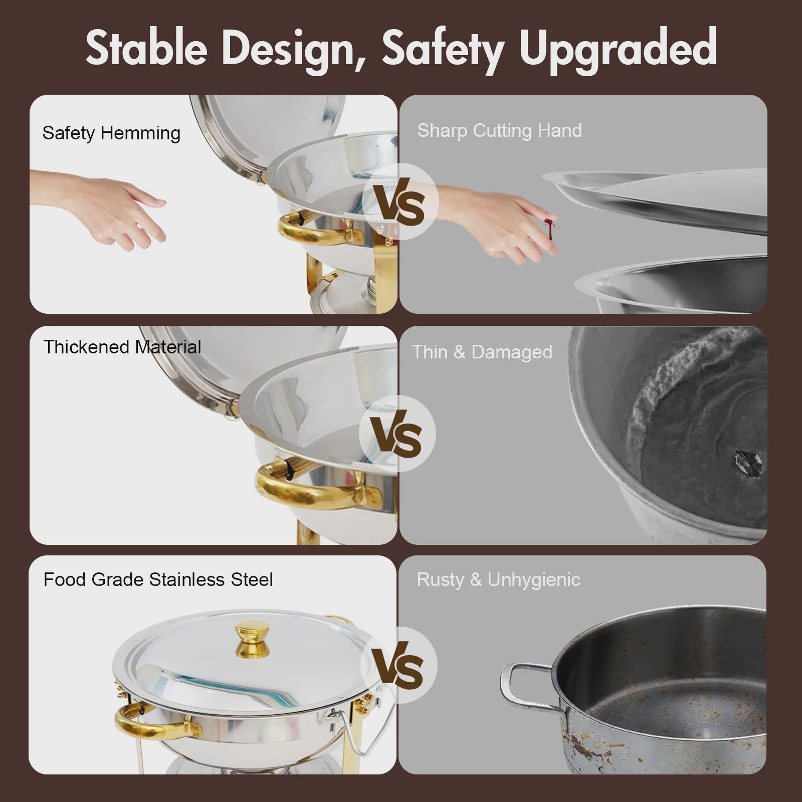 Chafing Dish Buffet Set RVS met Gouden Accent - 2 of 4 Stuks