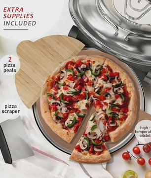Elektrische Pizzaoven 12 Inch - 1200W met Keramische Steen & Precisie Temperatuurregeling tot 420°C