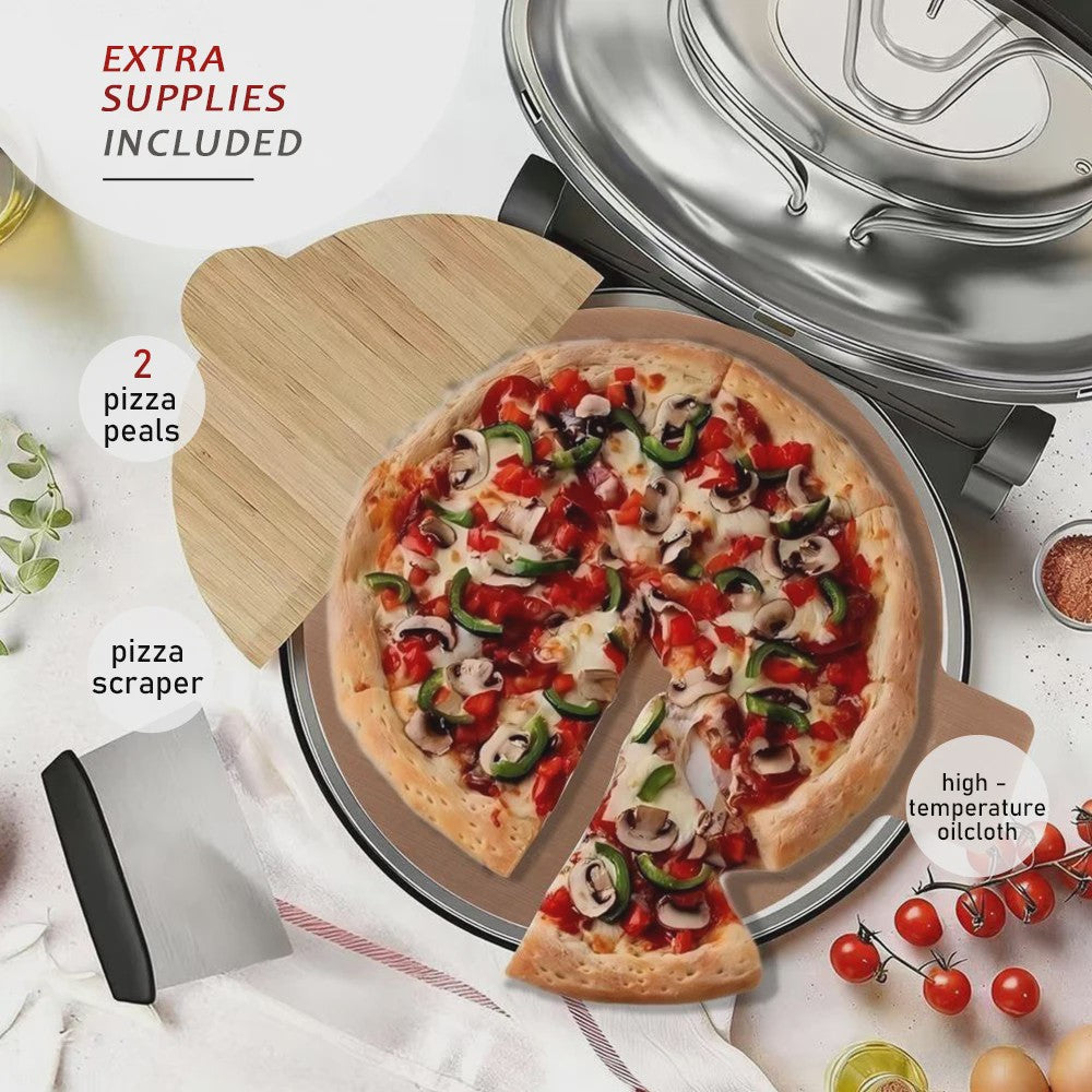 Elektrische Pizzaoven 12 Inch - 1200W met Keramische Steen & Precisie Temperatuurregeling tot 420°C