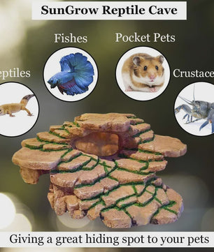 Reptielen Schuilplaats Grot - 3.5 Inch Hoog, 7 Inch Breed - Realistisch Decor & Speelplatform