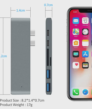 7-in-1 USB-C Hub met HDMI 4K, Thunderbolt 3, SD/TF Kaartlezer & Power Delivery voor MacBook
