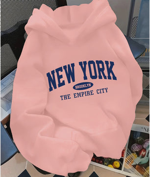 Dames Casual Hoodie met Letterprint - Comfortabele Pullover met Kangoeroezakken