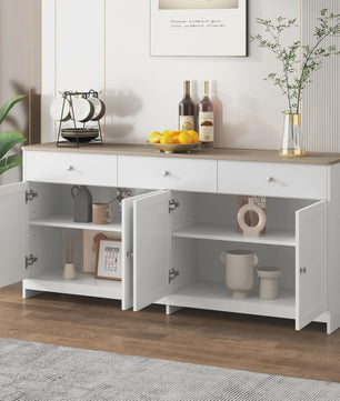 Ruime Buffetkast met 4 Deuren en 3 Lades - Cottage Stijl - 160cm Breed