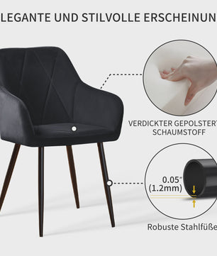 Stijlvolle Fauteuil met Armleuningen - Fluweel of Kunstleer, Zwarte Metalen Poten - Modern Design