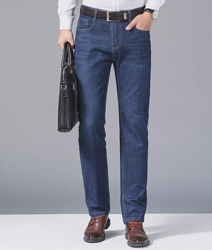Heren Jeans | Zachte Denim Broek | Klassieke Pasvorm | Zwart & Blauw