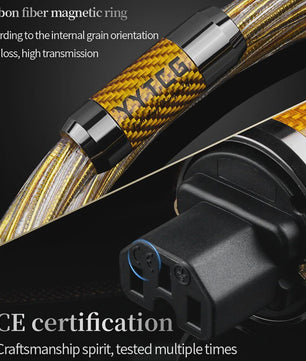 Hi-end 7N OCC Zilver Verguld Audiophile Netkabel met Carbon Fiber Rhodium Plug voor Hifi CD Versterker