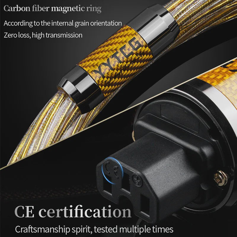 Hi-end 7N OCC Zilver Verguld Audiophile Netkabel met Carbon Fiber Rhodium Plug voor Hifi CD Versterker