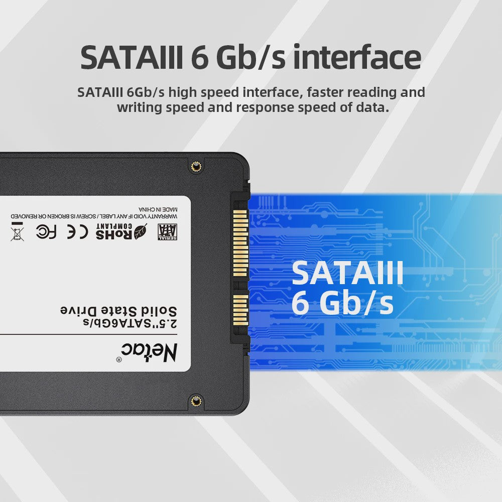 Netac 2.5" SATA III SSD - Snelle Interne Harde Schijf voor Laptop & PC (128GB-2TB)