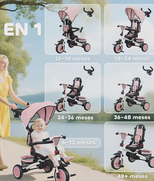 Aiyaplay 6-in-1 Opvouwbare Driewieler met Roterende Stoel voor Kinderen 1-5 Jaar