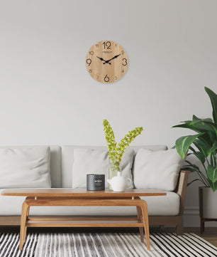 Moderne Houten Wandklok met Houtnerf Textuur - Stille Werking & Batterijgevoed - 10-16 Inch