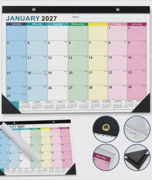 Grote Wandkalender 2027 met Dagplanning, Waterdichte Cover en Transparante Maandplanner
