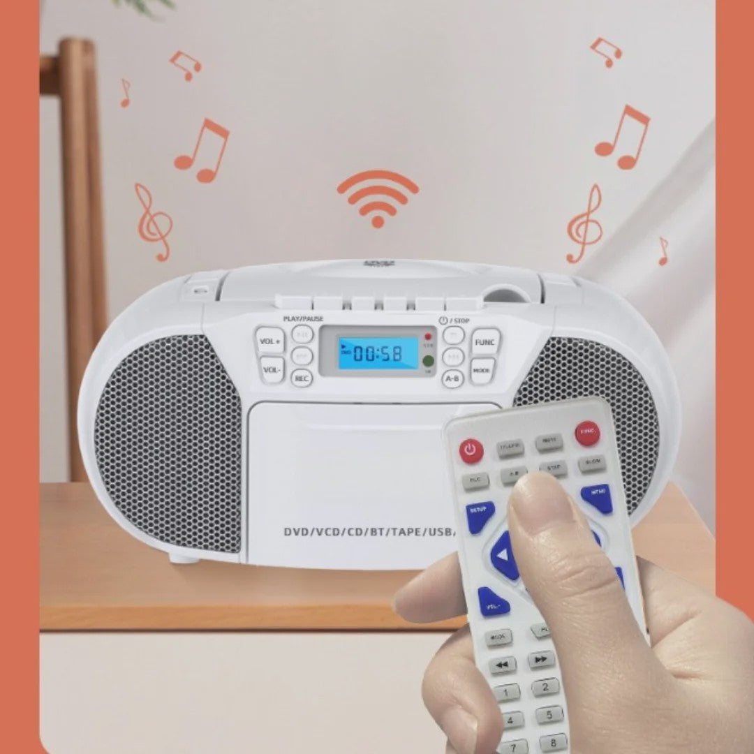 Multifunctionele DVD Speler met Bluetooth, Cassette, USB, Radio en Opnamefunctie