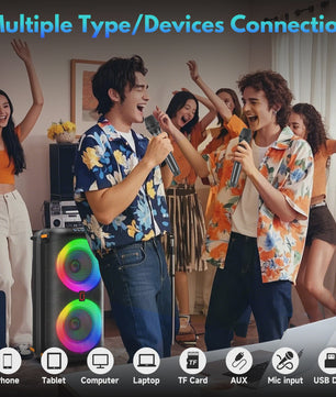 Draagbare Karaoke Machine met Bluetooth 5.3, PA Systeem, LED Verlichting & Echo