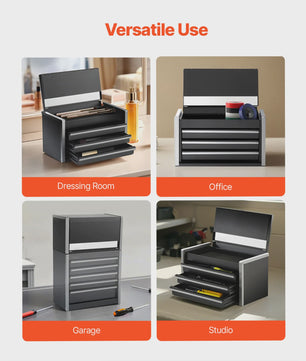 Draagbare Metalen Gereedschapskist met 3 Lades - Robuuste Opbergoplossing voor Garage en Werkplaats
