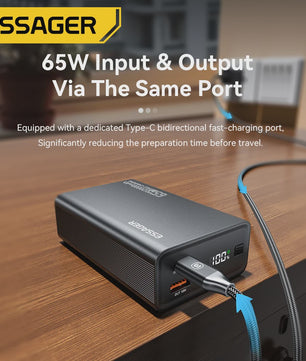 Essager Powerbank 20000mAh PD 65W Fast Charge - Draagbare Externe Batterij voor Telefoons & Laptops