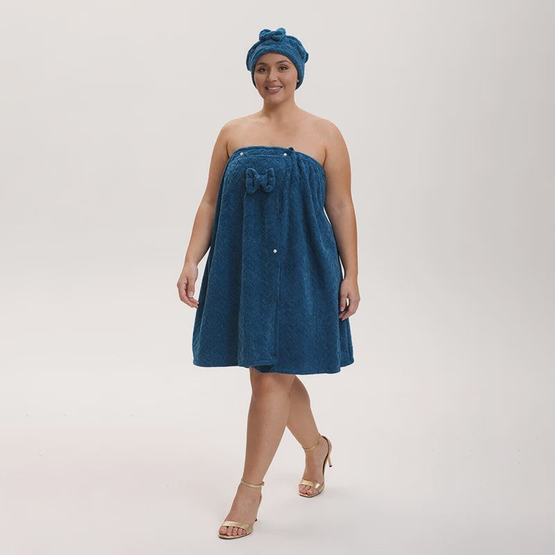 Draagbare Handdoek Set: Badjas Rok & Haarband - Zacht & Absorberend