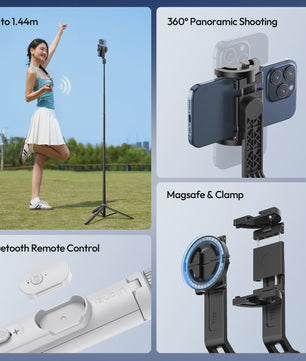 Ulanzi TT88 1.44M Selfie Stick & Statief met MagSafe Klem - Overhead & 360° Fotografie
