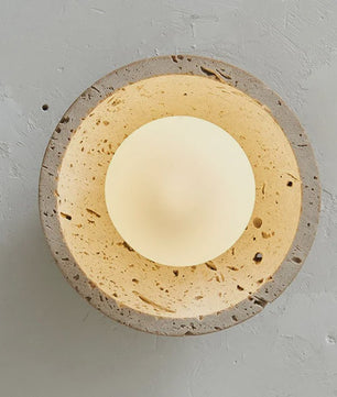 Wabi Sabi Stijl Plafondlamp - Natuursteen Look met Houten Accent