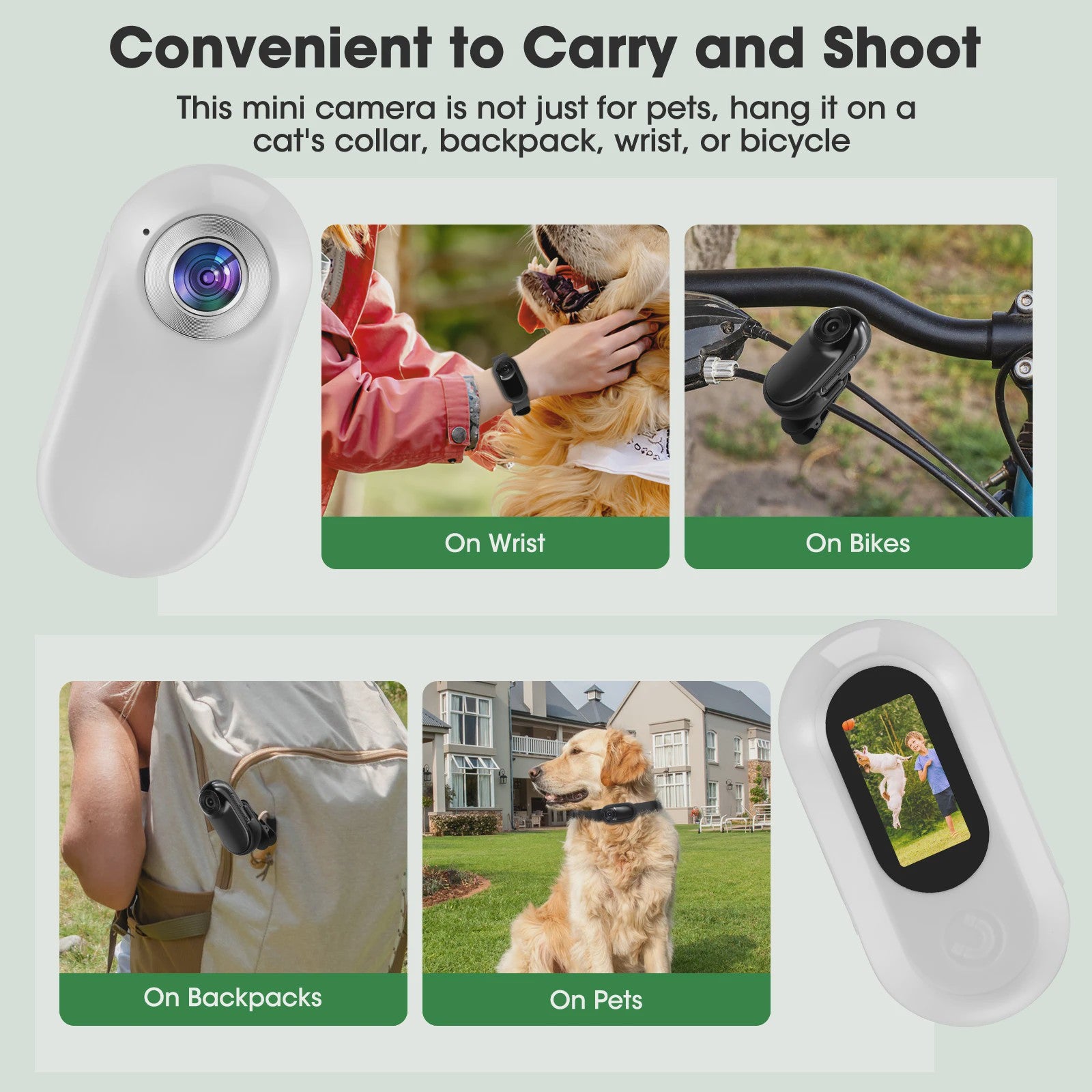 Mini Huisdier Camera voor Halsband - 1080P HD Actiecamera voor Hond & Kat, Brede Hoek, Inclusief 32GB SD Kaart
