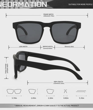 4-delige Set Vierkante Sportzonnebrillen met Designer Tempelpatroon - UV400 Bescherming