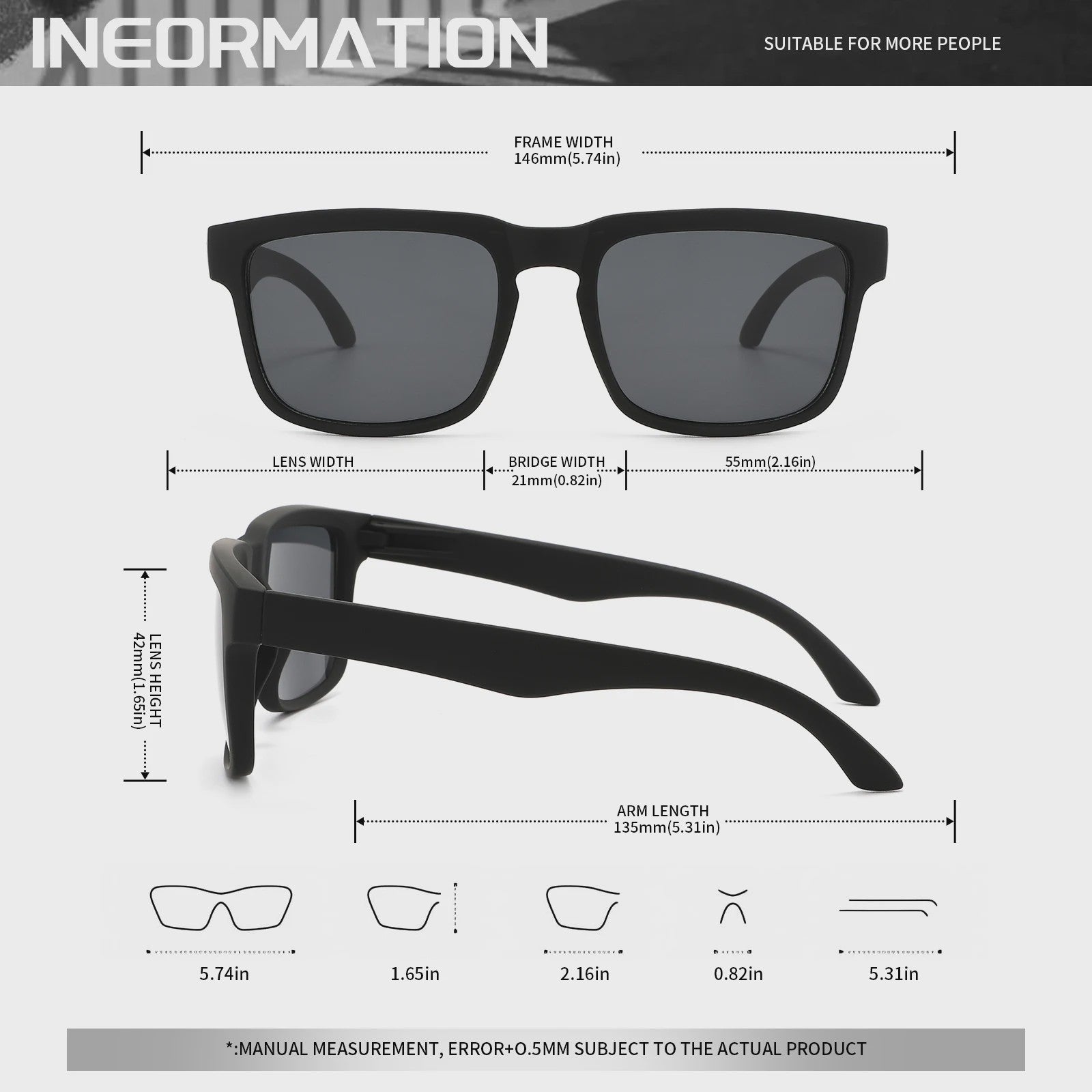 4-delige Set Vierkante Sportzonnebrillen met Designer Tempelpatroon - UV400 Bescherming