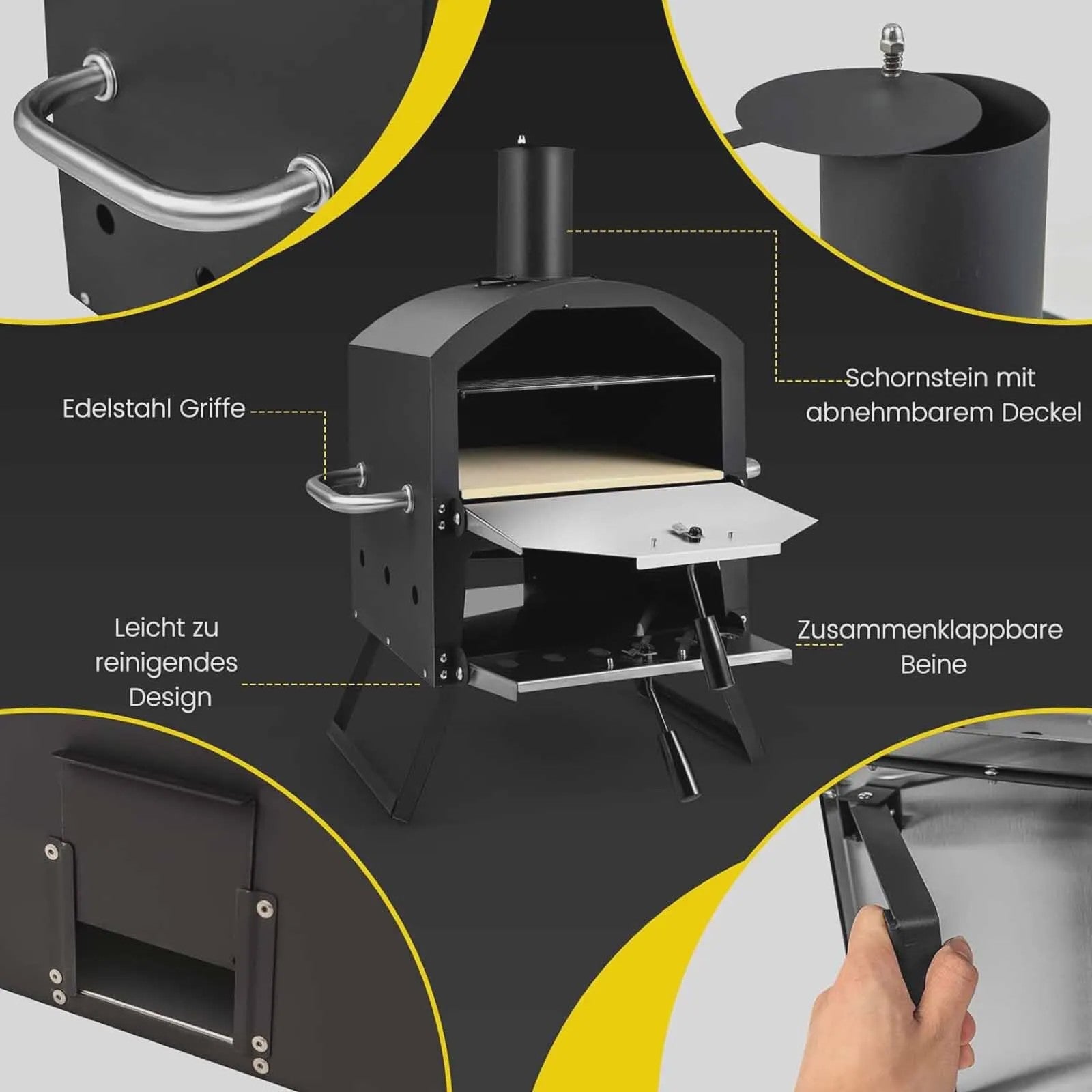 Outdoor Pizzaoven met 2 Lagen, Grillrooster, Pizzasteen & Schep
