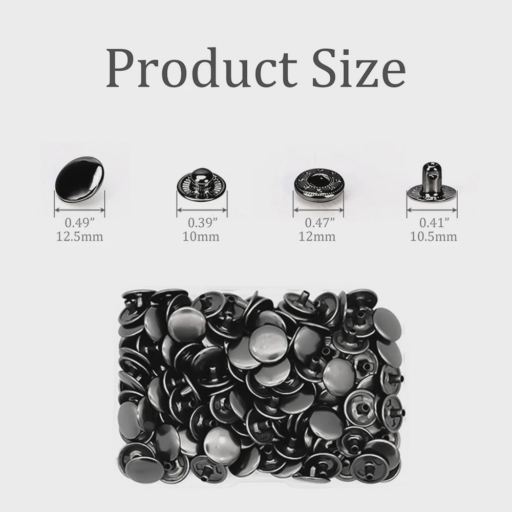 Roestvrij Staal Drukknopen Set 12.5mm Gunmetal Zwart - Kleding & Tassen