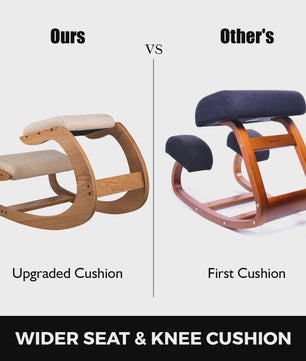 Ergonomische Kniekruk met Dik Zitkussen - Houten Schommelstoel voor Betere Houding