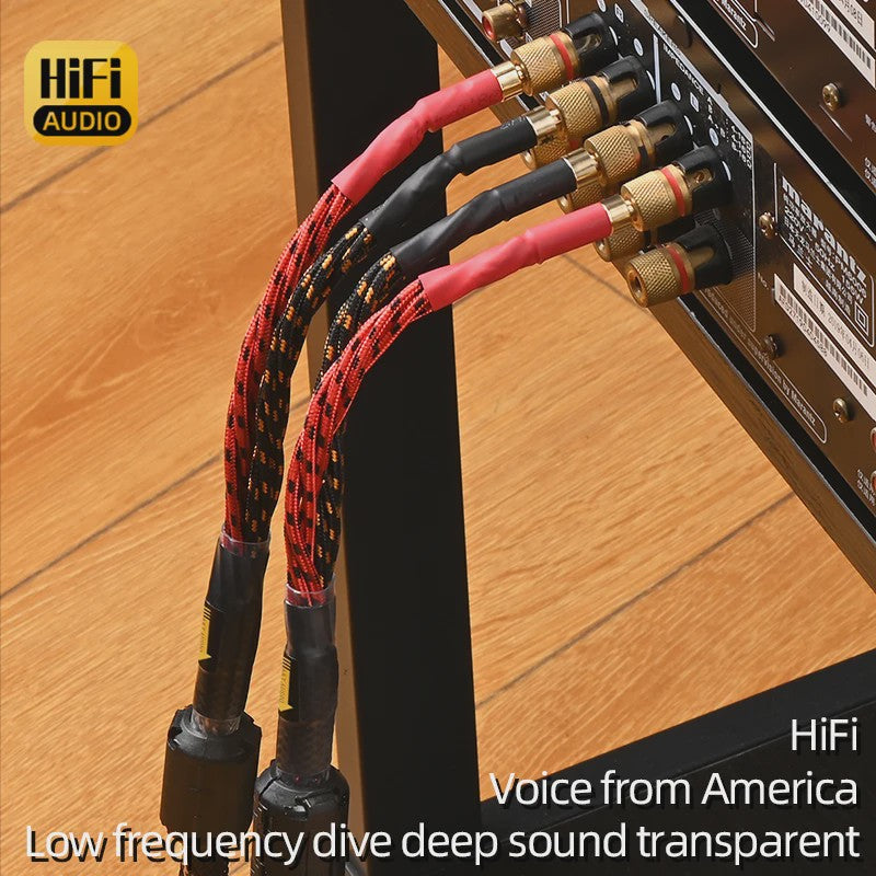 High-End Hifi Luidsprekerkabel - 6N OFC Koper, Vergulde Banana/Y-stekkers
