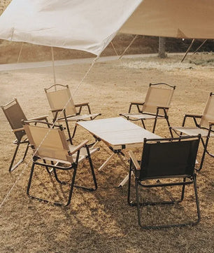 Draagbare Campingstoel - Aluminium & Houtnerf - Opvouwbaar voor Buiten