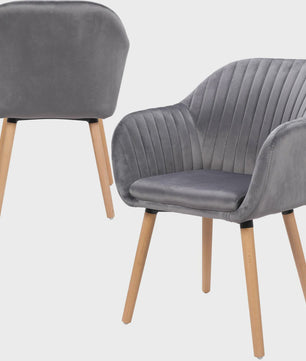 Set van 2 fluwelen eetkamerstoelen met armleuningen en rugleuning - Stijlvol en comfortabel