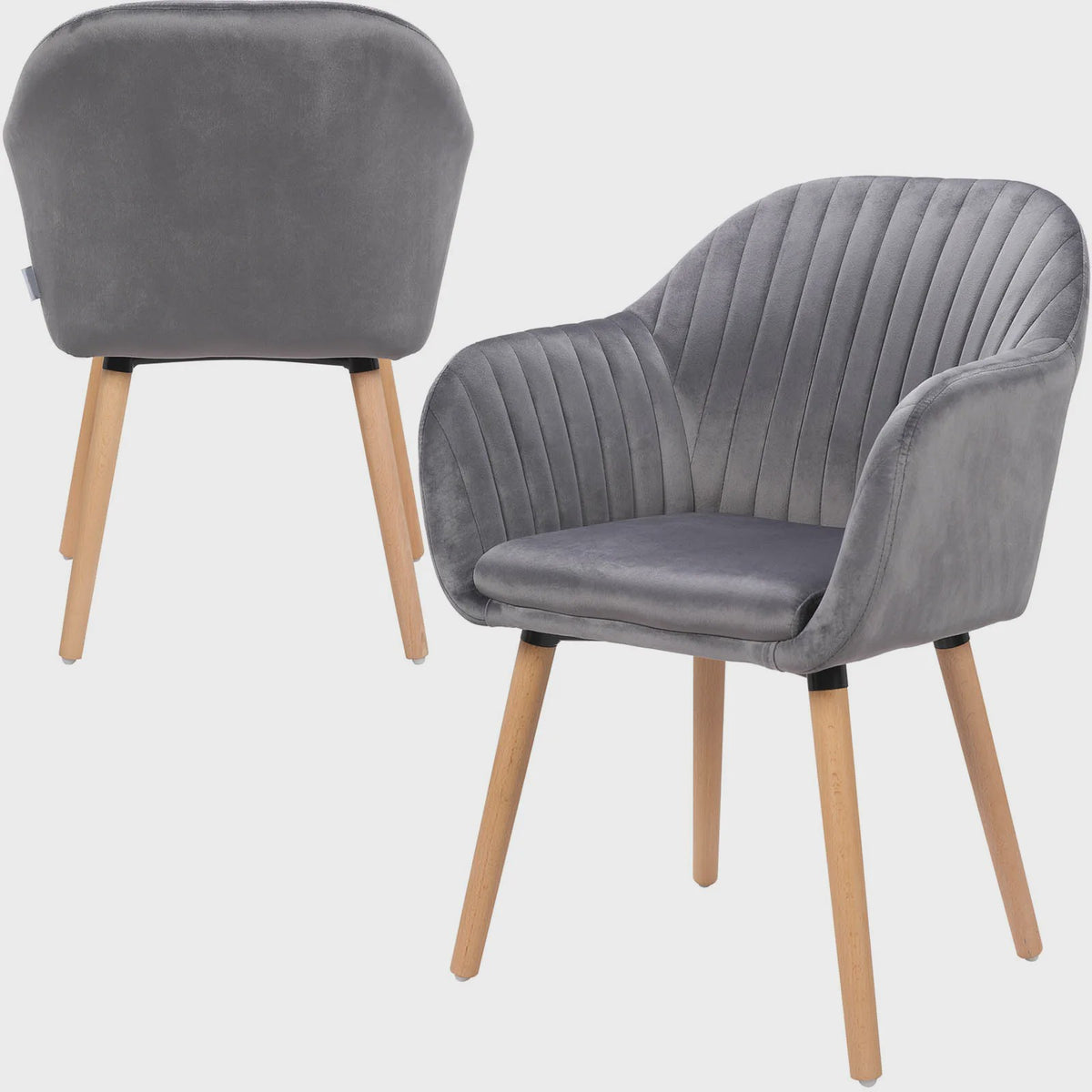 Set van 2 fluwelen eetkamerstoelen met armleuningen en rugleuning - Stijlvol en comfortabel