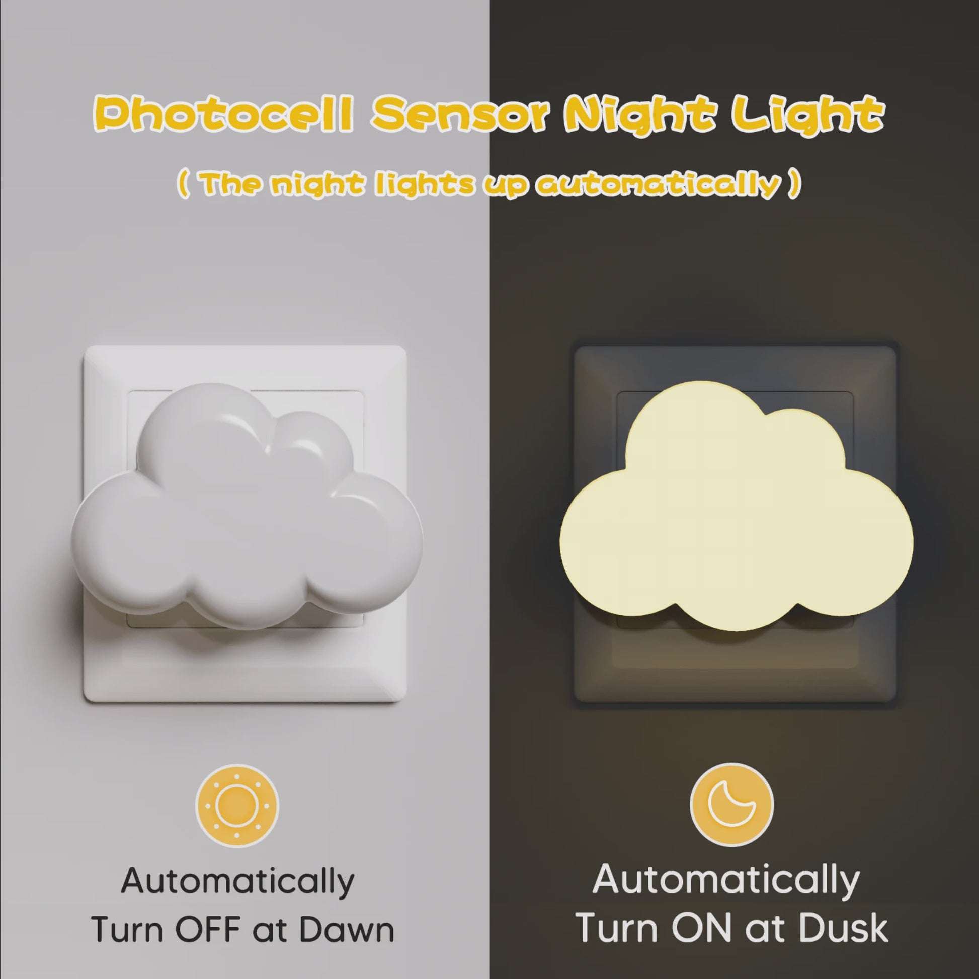 Wolk Nachtlampje met LED en Sensor - Automatisch Aan/Uit voor Kinderkamer, Trap & Gang
